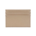 Detail view of beige Saffiano leather card holder with three vertical slots - Flesh Pink Saffiano Pattern