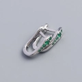 S925 sterling silver huggie hoop earring with vibrant green zircon stones in silver finish - Green Zirconia Style / Platinum Color (Green Stone)