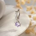 Silver star earrings with purple zircon pendant and clear crystals for women - Blue Purple (Single Piece)