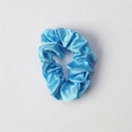 Light blue silk satin scrunchie with soft pleated texture and premium glossy finish - Scrunchie_Sky Blue