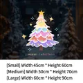 Rainbow Christmas tree window sticker with Merry Christmas text for glass decor - Small [45*60CM]