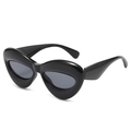 Occhiali da sole cat-eye neri spessi in stile bubble con lenti scure per moda futurista - Montatura Nera Lenti Grigio Nero