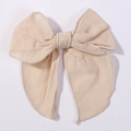 Beige woven cotton linen 4.5 inch bow hair clip for girls with rustic texture - Cream (2832-48)