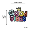 Écusson pailleté coloré GOOD VIBES avec couronne, broderie large pour décoration - GOOD VIBES (Multicolore)