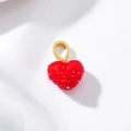 Ciondolo a cuore rosso scintillante con anello dorato per creazione di gioielli fai da te - Rosso