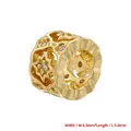 Macro view of honeycomb star bead in gold-plated copper with zircon measuring 6.0x9.0mm - Style F: Star Hollow (VZ433B1) / 6*9mm / Gold