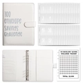 White faux leather A5 budget binder for 100 day money saving challenge with numbered slots - Savings Challenge Set / White