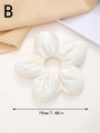 Elegant white floral scrunchie in satin fabric with 19cm large diameter for women - White