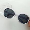 Kids UV400 oval white sunglasses with dark grey lenses and CE certified frames - Grayish White
