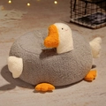 Gray plush goose seat cushion in soft faux lamb wool for home floor seating - Grey