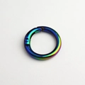 Macro view of iridescent rainbow metal spring ring buckle with gradient plating finish - Black (High Quality Plating)