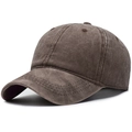 Classic washed coffee brown baseball cap with vintage distressed cotton fabric texture - Adjustable / Brown