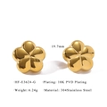 Vista detallada de pendientes de flor bañados en oro de 18K con especificaciones - Estilo de Flor Pequeña de 20mm (HF-E3624-G)