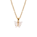 Bohemian golden chain necklace featuring a white resin butterfly pendant for women - A3055-WH (Solid White Butterfly)