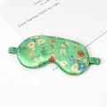 Green silk sleep mask with floral Van Gogh oil painting pattern and elastic strap - #13 Postman Daisies