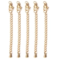 Five 7cm gold plated stainless steel extender chains with lobster clasps for DIY jewelry - Gold Teardrop End