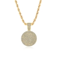 Collier chaîne torsadée dorée hip-hop avec grand pendentif rond pavé de zircons fins - Médaille Ronde 27mm + Chaîne Corde 18in*3mm / Or