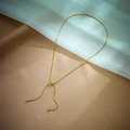 Collana minimalista in oro a forma di Y con chiusura a scorrimento regolabile su tessuto - Oro Catena a Serpente Regolabile (N965)