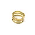 Macro shot of minimalist gold multilayer hollow ring with a sleek geometric structure - Jump Ring Opener