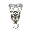 Silver alloy hollow pendant connector with decorative engraving and small bottom loop - Bright Silver Connector 13x8mm (Hole 8mm)