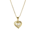 18k gold plated heart necklace with crystal studded letter U pendant on O-chain - Necklace U