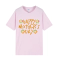Pink crew neck Mother's Day t-shirt featuring vibrant cartoon smiley face flowers - Light Pink (Sunflower)