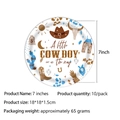 7-inch cowboy themed disposable paper plates for baby shower party supplies set - Small Plates