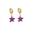 Boucles d'oreilles étoile dorées avec pendentifs en cristal dégradé magenta - 8# Boucles d'Oreilles Étoile de Mer