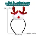 Luminous red glitter reindeer antler headband with white plush trim and LED lights - Christmas LED Headband-07/Red Glitter Antlers