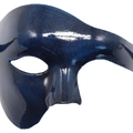 Phantom of the Opera style half face mask in glossy deep blue metallic finish - Antique Blue