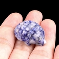 Miniature blue and white natural sodalite hedgehog hand-carved stone animal figurine - Sodalite
