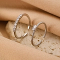 Silver bow-shaped open ring set with sparkling zircons and twisted rope design - Zirconia Heart Open Ring Set (10879)