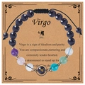 Handmade Virgo zodiac bracelet with blue goldstone and amethyst on a black woven cord - Virgo (Woven Style)