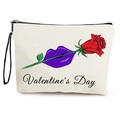 Canvas make-uptasje met paarse lippen en rode roos voor Valentijnsdag - Paarse Lippen Roos Stijl