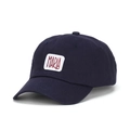 Dunkelblaue Baumwoll-Baseballkappe mit weißem Aufnäher und roter Maria-Stickerei - Marineblau