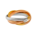 Detailed view of tricolor interlocking snake chains in gold, rose gold, and silver steel - 18cm / Tri-color (Steel-Gold-Rose Gold)