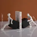 Minimalistische zwart-witte boekensteunen van mat hars voor een modern interieurdecor - Abstracte Figuur Boekensteunen (8305)