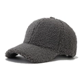 Fashionable grey faux shearling baseball cap for women with warm textured finish - One Size / Light Gray
