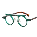 Hip-hop punk round sunglasses with transparent green frames and tortoise temples - Transparent Green Frame Clear Lens