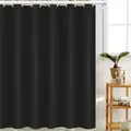 Solid black waterproof PEVA shower curtain with matte texture and white plastic hooks - 180*180CM / Black