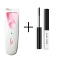 Electric eyelash curler set in white and pink with black mascara and brush applicator - Electric Curler + Mascara
