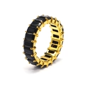 Detail view of gold eternity ring featuring rectangular black zircon stones - Gold Black Zirconia