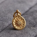 S925 silver gold-plated round pendant with engraved Ba Gua and zodiac patterns - Gold