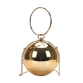 Sferische acryl avondtas in glanzend goud met metalen ringhandvat en kettingriem - 20x20cm / Goud