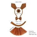 Brown kangaroo ears headband costume set including bow tie, tail, and tutu skirt - Brown Kangaroo 4-Piece Set + Dark Brown Tutu Skirt