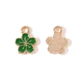 Green and gold flower alloy charm accessory for DIY earrings and necklaces - Green