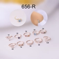 Detailansicht von zehn 0,8x8 mm Gold- und Roségold-Nasenringen mit bunten Zirkonia - Stil 1(1#) / Roségold