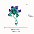 Silver flower brooch featuring blue and emerald crystals with dimensions 5.1x3.4 cm - XD824446 Blue Green Crystal Flower