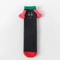 Chaussette noire en polaire corail avec oreilles 3D et visage de dessin animé - Noir