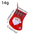 Small Christmas stocking gift bag with Santa Claus motif and red plaid trim, 17cm height - Santa Claus